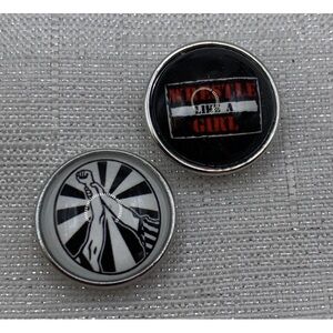 Wrestling Like a Girl Snap Button Charms - Set of 2 - 18mm/20mm